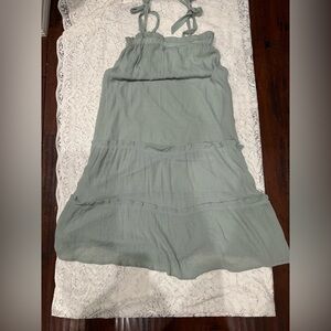 Flower and Feather Light Sage Tiered Maxi Dress size M